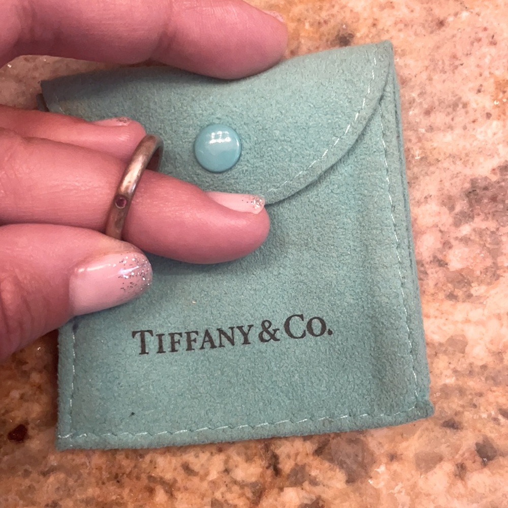 Tiffany Ruby and Silver Ring Size 6